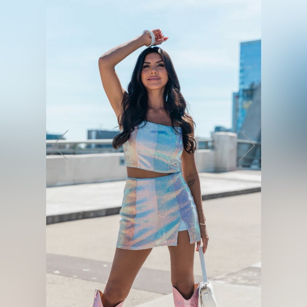 Sequin Crop Top & Skirt Set